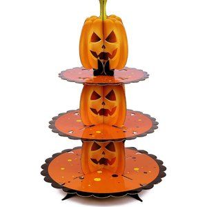 Halloween Cupcake Stand Decoration 3-Tier - Pumpkin Decor Cupcake Tower Stand fo